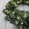 Decorative Flowers 45cm Artificial Garland Large Eucalyptus Wreath Home Door Wall Decoration Hawaiian Plant Flower