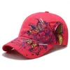ボールキャップスプリング秋の女性蝶の花の刺繍少女太陽の帽子カジュアルスナップバック野球帽