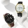 Montre-bracelets boîtier en acier inoxydable Men Date Alloy Synthétique en cuir synthétique Quartz Sport Watch Band Business Wristwatch