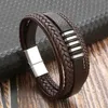 Meerlagig lager lederen wrap armband bangle manchet metalen clasp polsband voor vrouwen mode -sieraden