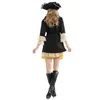 Fantasia de tema Halloween pirata cosplay figurmes piratas caribeanos com chapéu headwears carnival Party feminino adulto natal sem armas 221124