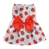 Dog Apparel Creative Small Fresh Floral Printed Pet Dress Bow Princess Skirt Spring Summer Thin Snap Style Puppy Supplies