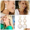 Stud Raffia Ball Earrings Stud voor vrouwen Handgemaakte Rattan Dange Drop Ear Summer Beach Lange sieraden Vakantie Accessoire Geschenken Levering Dh9mk