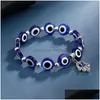 Beaded Lucky Fatima Hamsa Hand Evil Blue Eye Strand Charm Bracelets Bangles Beads Turkish Pseras For Women Jewelry Wholesale Drop Del Dhvde