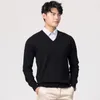 Herrtröjor Autumn Winter Men's Cashmere Sticked tjock tröja botten Skjorta mode Varm långärmad pullover lyx för män