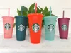 Alteração de cor de 24 oz Tumblers Copo de suco de plástico com lábio e palha de caneca de café magia custe starbucks alteração de cor ko9b