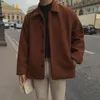 Hommes mélanges hiver épaissir manteau de laine chaud mode couleur unie décontracté veste Streetwear coréen ample court s 221123