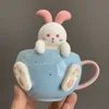 Starbucks cute rabbit tea glass embossed mug 270ml ceramic coffee cup FOZG