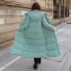 Femmes bas Parkas Xlong solide à capuche décontracté hiver veste femmes col montant lâche coton rembourré épais manteau dames 221124