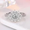 Wedding Rings 2022 Fashion Creative Moissanite Snowflake Ring Opening Adjustment For Women