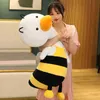 1pc 60120cm Creative Duck Turn Bee Plush Toy Lovely Animal Dolls Cuddle Soep Sleeping Pillow for Baby Girls Gift J220729