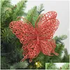 Noel dekorasyonları Noel dekorasyonları 6pcs 2022 Süslü Ağaç Asma Kolye Simation Butterfly Xmas Kerstboom Decoratieschri DHA8D