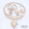 Dubai Women's Gold Color Crystal Jewelry Set Large oval Pendant Necklace Earrings Bracelet Ring Elegant Sets