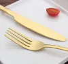 Flatware sets gouden zilveren roestvrijstalen voedselkwaliteit zilverwerk set set gebruiksvoorwerpen omvatten messenvork lepel theelepel FY2558 BB1124