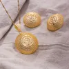 Necklace Earrings Set 45CM Dubai Jewelry Nigerian Wedding For Women Bridal African Gold Color Bride Gift