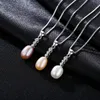 Korean Fashion Freshwater Pearl s925 Silver Pendant Necklace Women Jewelry Charm lady Shiny Zircon Collar Chain Exquisite Necklace Accessories Gift