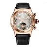 Нарученные часы REEF TIGER/RT Tourbillon Mechanical 100 м В водонепроницаемых мужчинах часы скелетоны