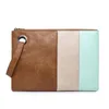 Women Wristlet Cosmetic bag Vegan Leather Color Contrast Ladies Stylish Purse Evening Bag Medium Clutch Bags DOM1061404