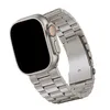 Smart Straps Bracelet à maillons en alliage de titane Bracelet de montre en acier inoxydable 3 perles Starlight Strap Band Fermoir pliable pour Apple Watch Series 2 3 4 5 6 7 8 SE Ultra 41/44 mm 45/49 mm