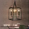 Pendant Lamps Industrial Wind Loft Lamp Iron Glass Box Candle Lights American Rustic Living Room Bedroom Restaurant