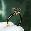 YANHUI Have 18K RGP Pure Solid Yellow Gold Ring Luxus Runder Solitär 8mm 2,0ct Labordiamant Eheringe für Frauen ZSR169 X220214