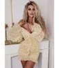 Casual Dresses 2022 Autumn Daily Young Sexy Elegant Pleated Style Strapless Full Sleeve Little Chap Women High Waist Thin Dress