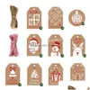 Juldekorationer Juldekorationer Retro Kraft Paper Tag Snowflake Xmas Tree Santa Claus Gift Bell Taggar Diy Blessing Cards Dhwgi
