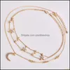 Подвесные ожерелья Crystal Star Moon Collece Gold Choker Mtilayer Подвеска Летние модные украшения для женщин 380169 Drop Delive Heck Dhilj