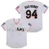 Il baseball universitario indossa la maglia da baseball 1 Maimi Bad Bunny di alta qualità bianca con la bandiera di Porto Rico, camicia cucita, taglia S-4XL