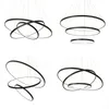 Chandeliers Modern Aluminum Circle Rings Chandelier LED White&Black&Gold Lustre For Living Dining Room Circular Luminaria