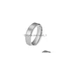 Anéis de banda de alta qualidade duplo chanfro mudo titânio anel de aço inoxidável clássico 3 cores charme jóias para mulheres homens acessórios gota dhlhx