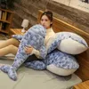 Cuddly 50150cm Giant Real Life Whale Toys Planchers Blue Sea Animal Shark Soft Animal Cushion Sleep Cushion Kids Gift J220729