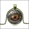 Pendant Necklaces Dragon Eye Time Gemstone Pendant Necklace Sier Bronze Glass Cabochon Necklaces For Women Men Fashion Jewelry Drop Dhdz6