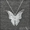 Pendentif Colliers Sier belle papillon pendentif collier bijoux pour femmes filles enfants pendentifs chaîne colliers 20Add2 pouces Dr Dhgarden Dhxw3