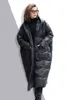 Mujeres Abajo Parkas EAM Invierno Con Capucha Manga Larga Color Sólido Negro Cottonpadded Cálido Suelto Chaqueta de Gran Tamaño Mujeres parkas Moda JD12101 221124