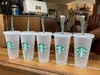 The mermaid 24OZ Starbucks Color Change Tumblers Plastic Coffee Plastic Transparent Cup Glitter Cups Drinking Juice Coffee Mug straws and 86O4
