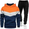 Heren trainingspakken herfst en winter warm fluwelen 2-delig pak mode sportmerk trui met capuchon casual sportkleding 221124