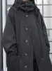 Kvinnor blandar Lautaro Spring Autumn Long Overized Black Trench Coat med Hood Dark Academia Esthetic lyxdesignerkläder för kvinnor 221124