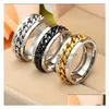 Band Rings Titanium Steel Rotatable Band Rings For Women Men Spinner Mtifunctional Chain Ring Bottle Opener Drop Delivery Jewelry Dhntx