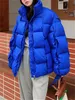 Femmes Down Parkas Hiver pour les femmes Automne Mode coréenne Manteaux surdimensionnés Weave Plaid Puffer Veste Épaissir Chaud Vert Bleu Vêtements d'extérieur 221124