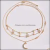 Подвесные ожерелья Crystal Star Moon Collece Gold Choker Mtilayer Подвеска Летние модные украшения для женщин 380169 Drop Delive Heck Dhilj