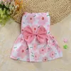 Dog Apparel Creative Small Fresh Floral Printed Pet Dress Bow Princess Skirt Spring Summer Thin Snap Style Puppy Supplies