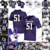 Custom Northwestern 2019 Football Black Grey Purple White #10 TJ Green 25 Isiah Bowser 18 Clayton Thorson 26 Evan Hull NCAA 150. Trikot