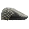 Berets Outflly Wool Material Flat Cap Black And Grey Checkered Beret Men's Hat