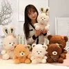 2548cm Mooie knopboog Teddybeer Doll knuffel Animal Bunny Plush speelgoedliefhebbers Meisjes Verjaardag Baby Gift J220729