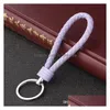 Nyckelringar L￤der Key Chain Benz Woven Lanyard Keychain med metallring f￶r bil / kontorshem 16 F￤rger Drop Leverans smycken DHA0C