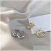 Stud Sier Circle Arc Stud Earrings Trendy Retro Simple Sexy Exquisite Couple Valentines Day Gift Drop Delivery Jewelry Dhp78