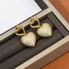 Dangle Earrings French Fashion Design Three-Zircon Love High-End Heart-Shaped Light Niche Retro Wild Jewelry Gift