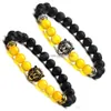 Beaded Yellow Onyx Lava Rock Lion Head Armband Mens Charm Mature Aura Cure Gift Drop Leverans smycken Armband DHXI9