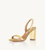 Summer Aquazzuras Design So Nude Block Sandal Shoes Summer High Heel Festa de Mulheres Casamento Sexy Lady Dress Vestor de luxo Gladiator sandalias com caixa